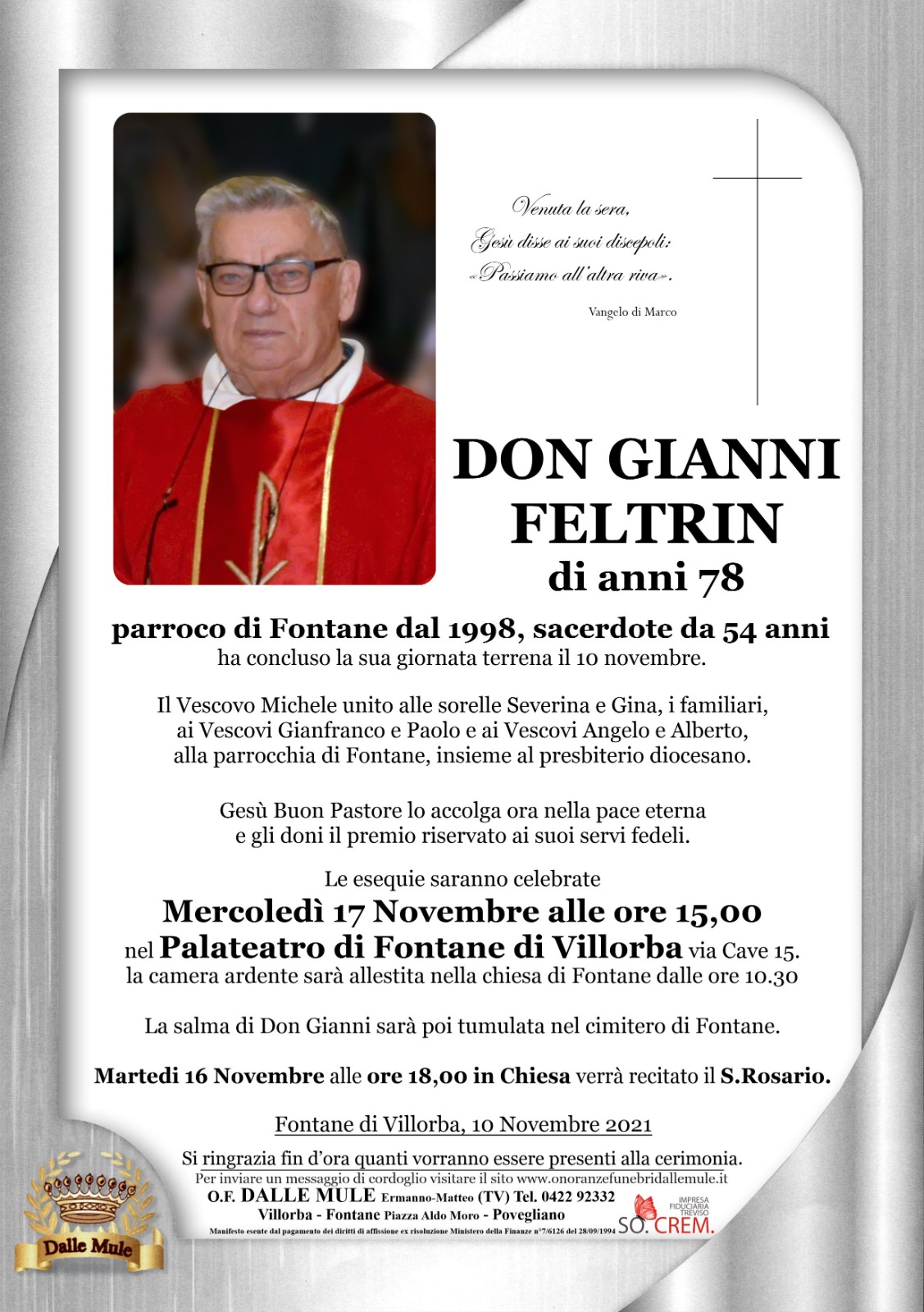 Esequie di don Gianni Feltrin